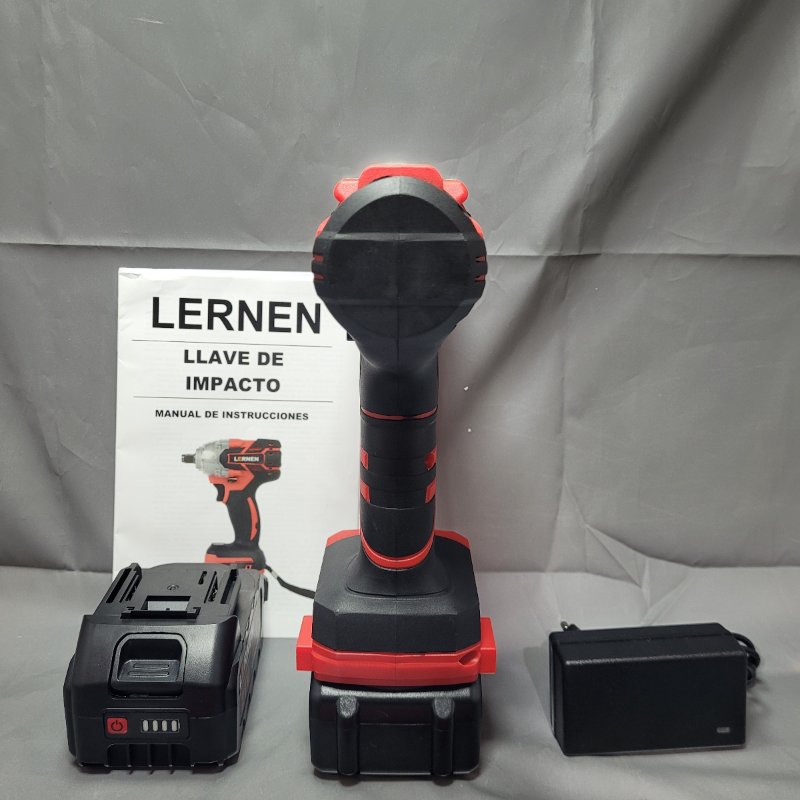 Taladro Percutor + Bolso + Accesorios +2 Bateria Lernen Brushless Black Edition Rojo/Negro 5