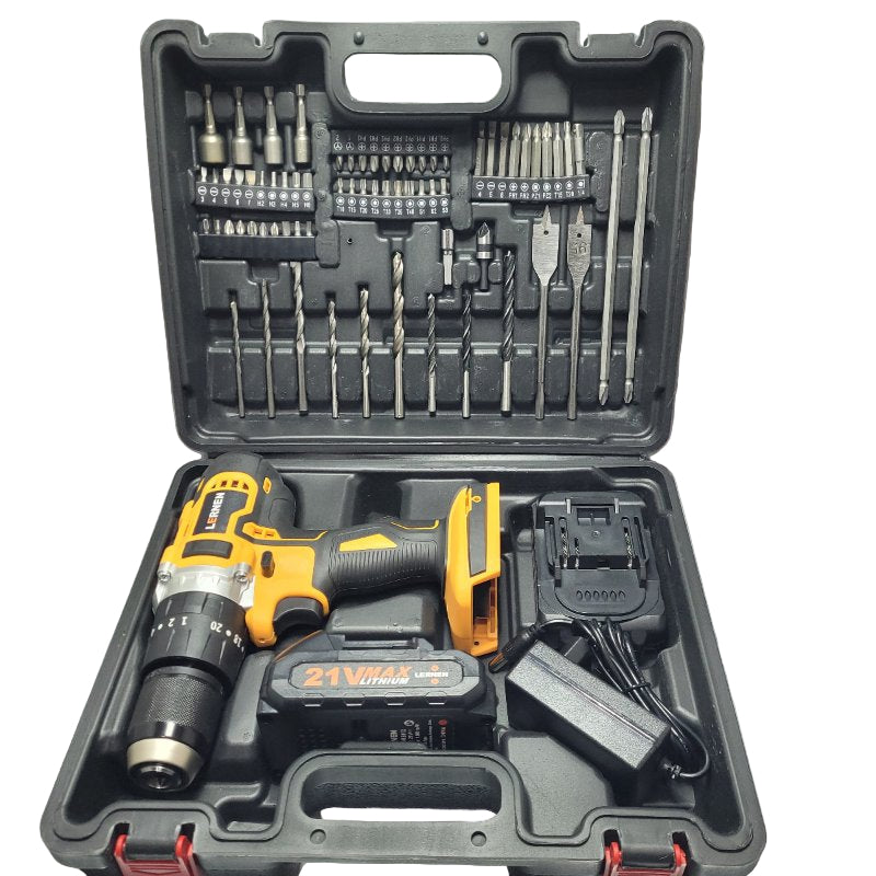 Taladro Inalámbrico Lernen Percutor 2 Baterías 13mm Amarillo 5