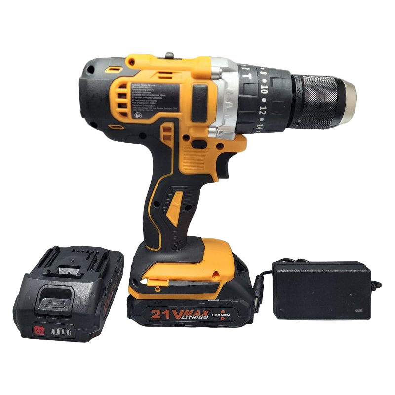 Taladro Inalámbrico Lernen Percutor 2 Baterías 13mm Amarillo 5
