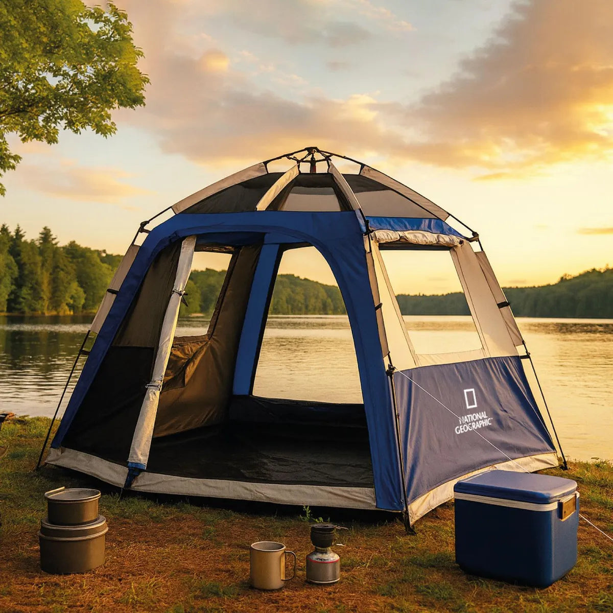 Carpa Camping Automática National Geographic Kootenay 6 Personas, Azul