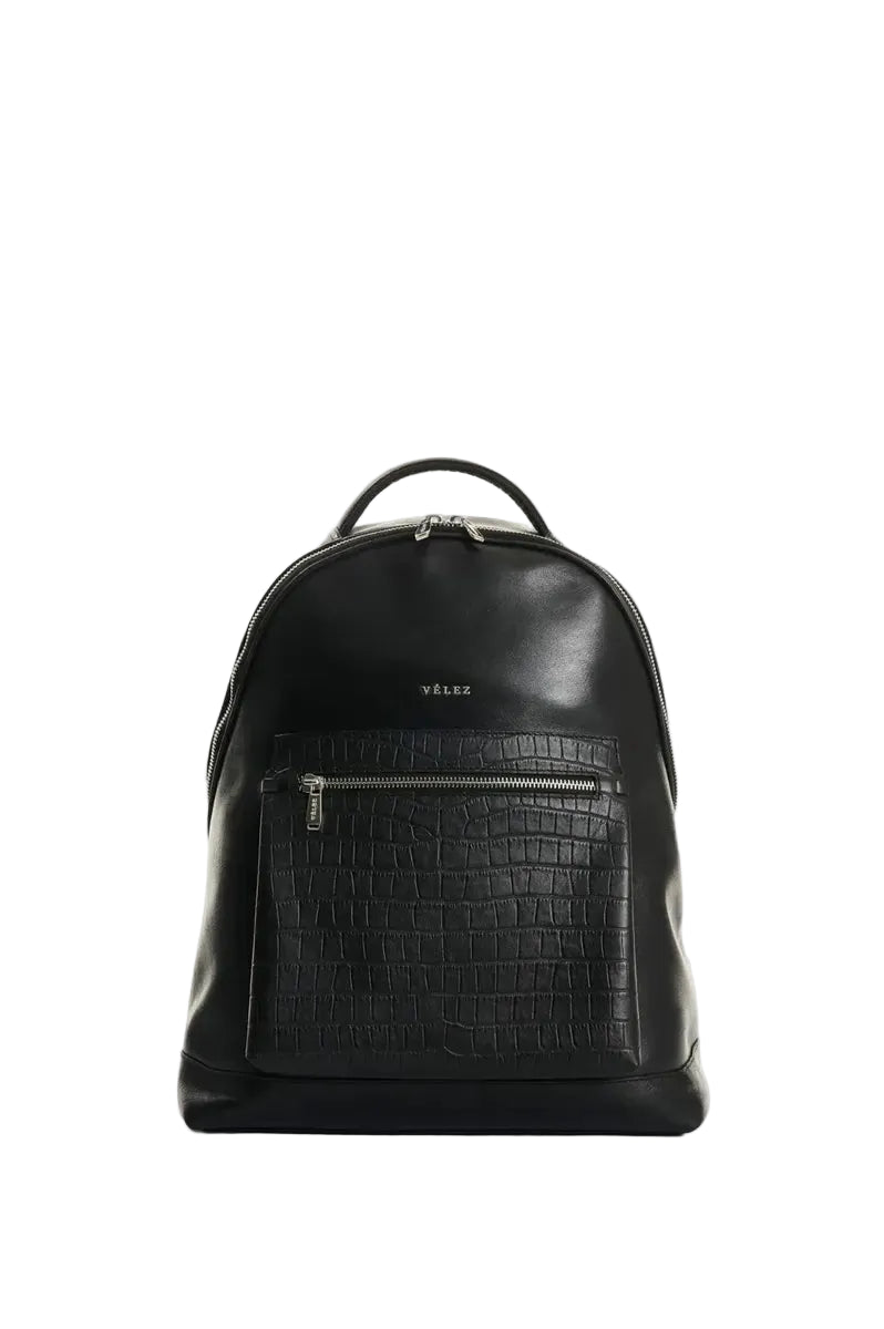 Mochila Velez Cuero Natural Floral - Tierra Negro