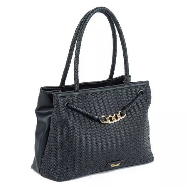 Cartera Dos Asas Ganel Tramado Car3036 Negro Femenino