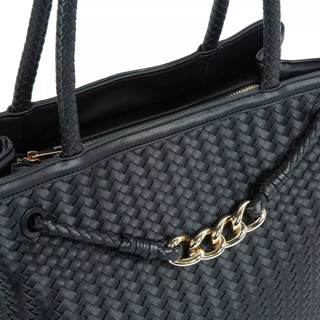 Cartera Dos Asas Ganel Tramado Car3036 Negro Femenino