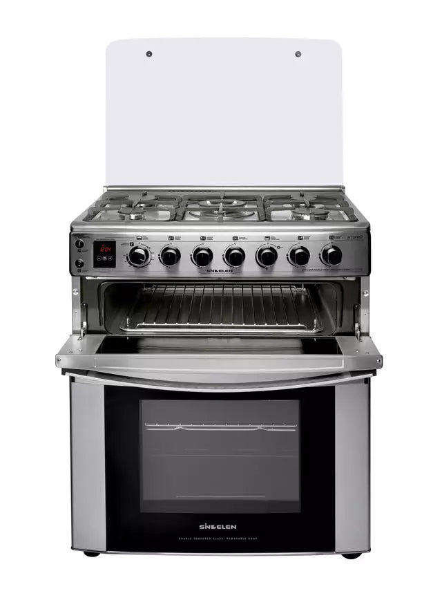 Cocina  Hibrida  Doble Horno  5 Quemadores Sindelen Ch-770dh Gris/ Negro