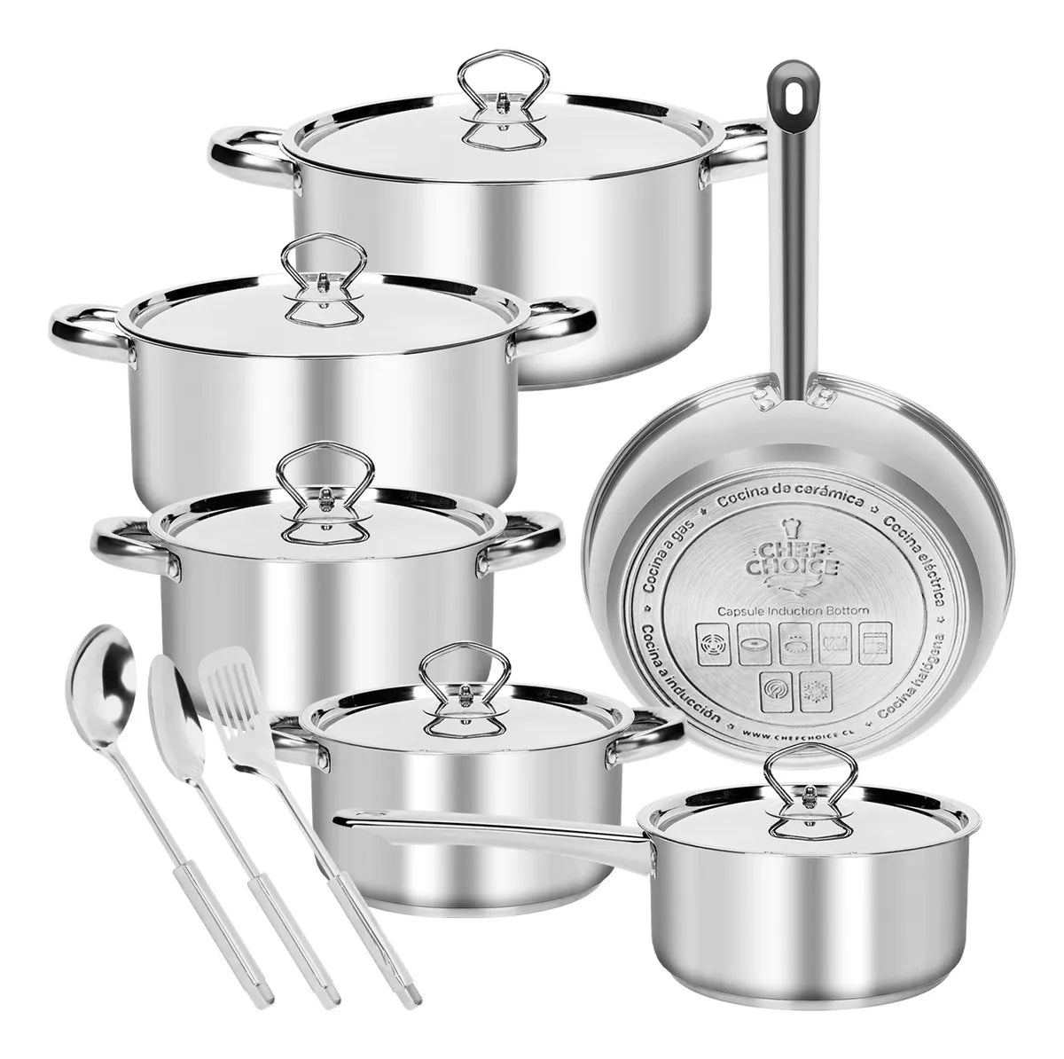 Juego  De Utensilios De Cocina 15 Piezas Generico Acero Inox 4515