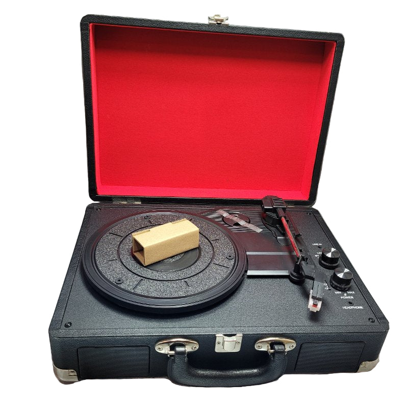 Maleta Toca disco 3 Velocidades Genérico Eco cuero Parlante Bluetooth Negro