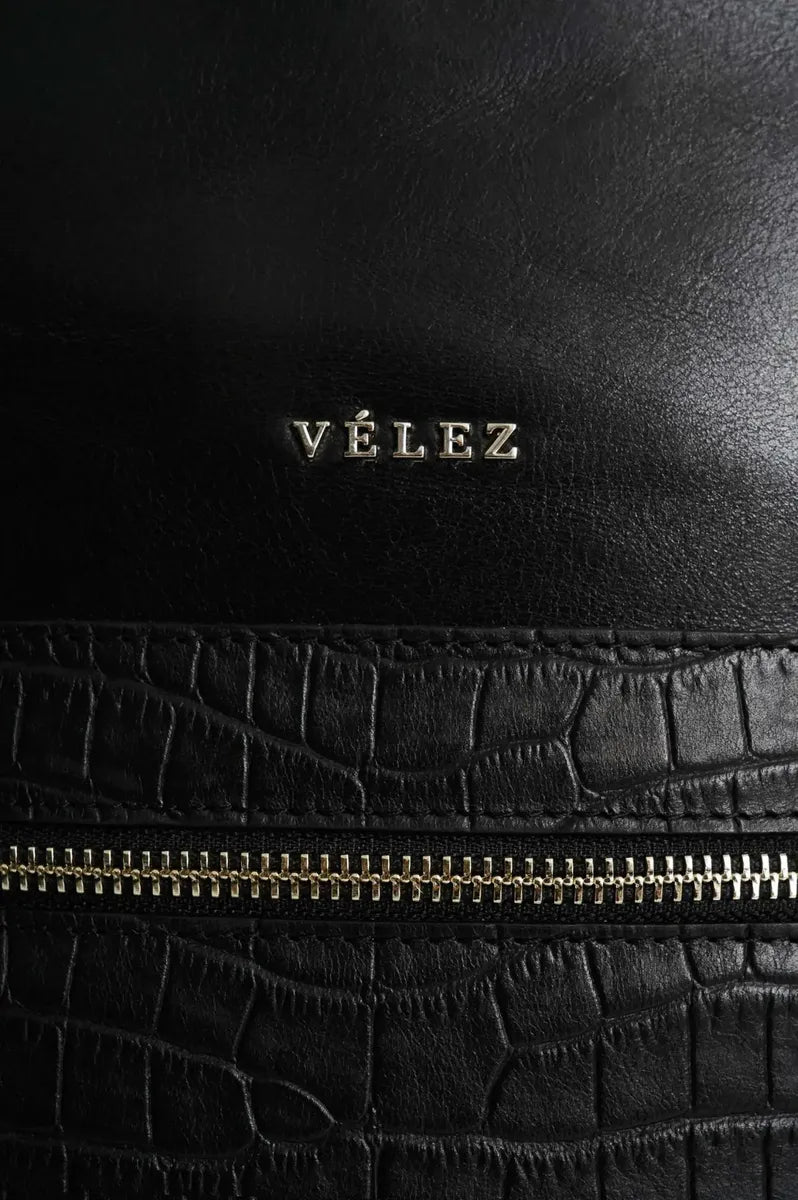 Mochila Velez Cuero Natural Floral - Tierra Negro