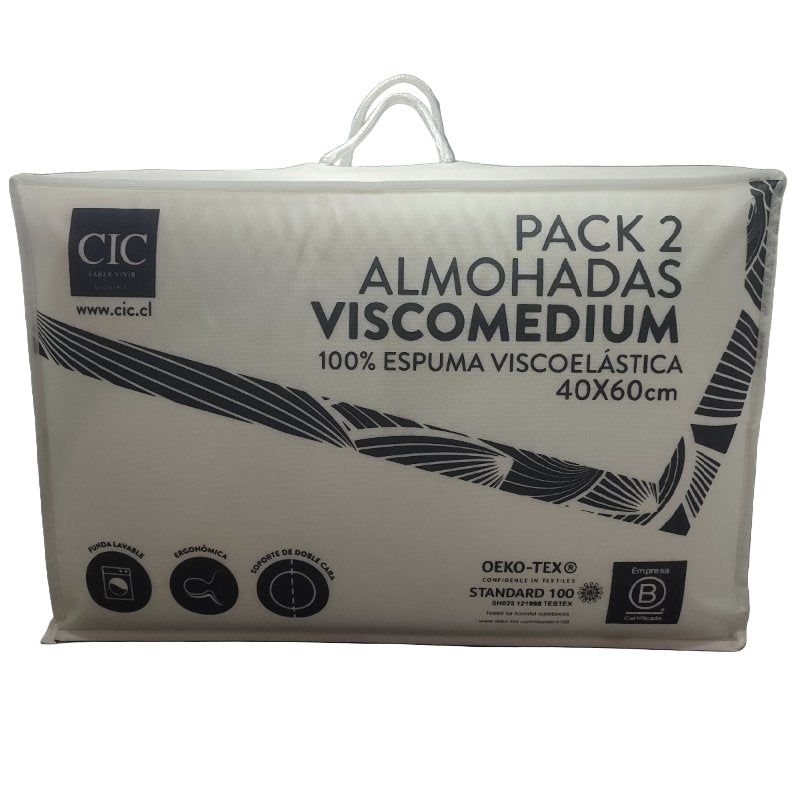 Set 2 Almohadas Cic Visco Medium Blanco M 60x40cm 2 Unidad