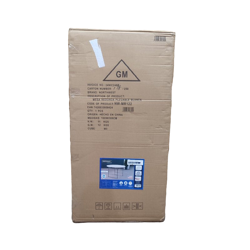 Mesa Redonda Plegable Northwest Blanco 122x61x8cm