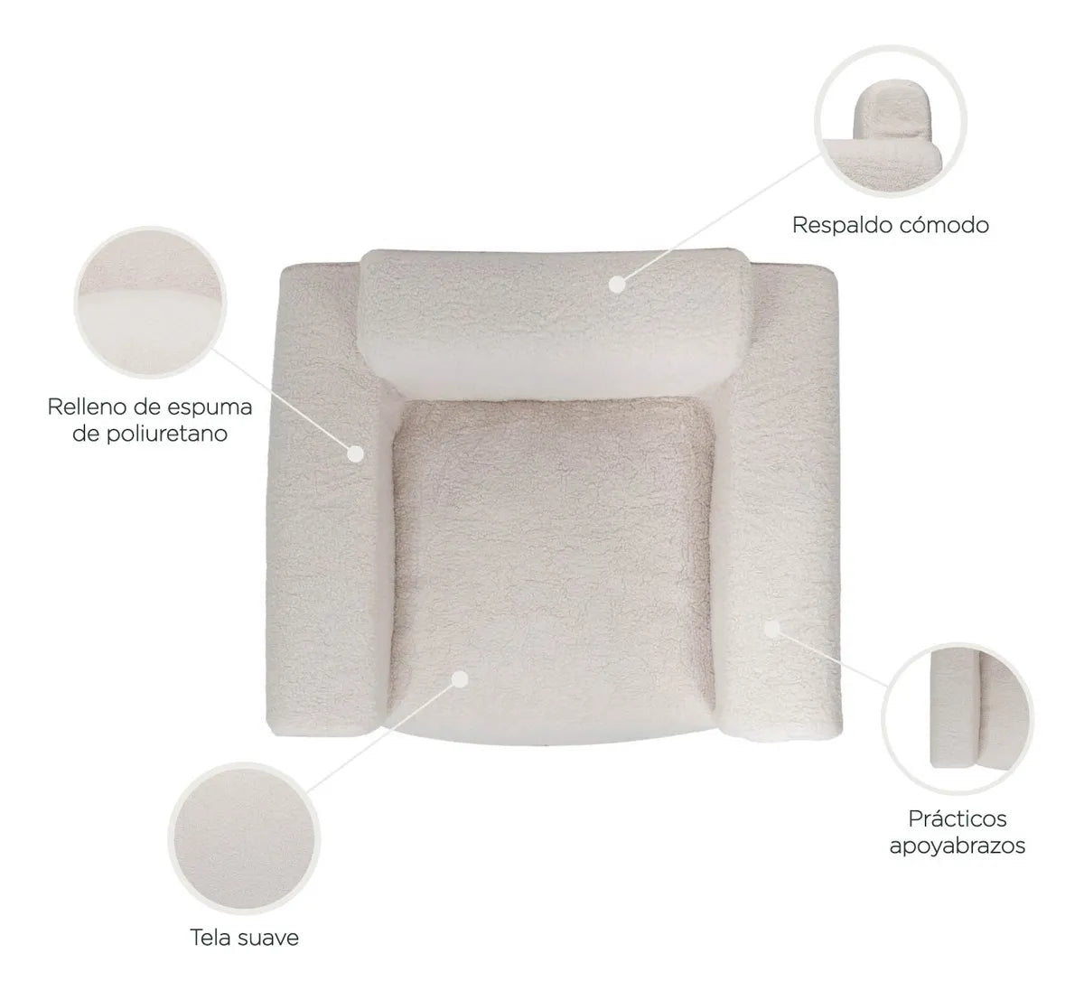 Pouf Tipo Sillón Relan FM2402 Beige - 80x96x76 cm