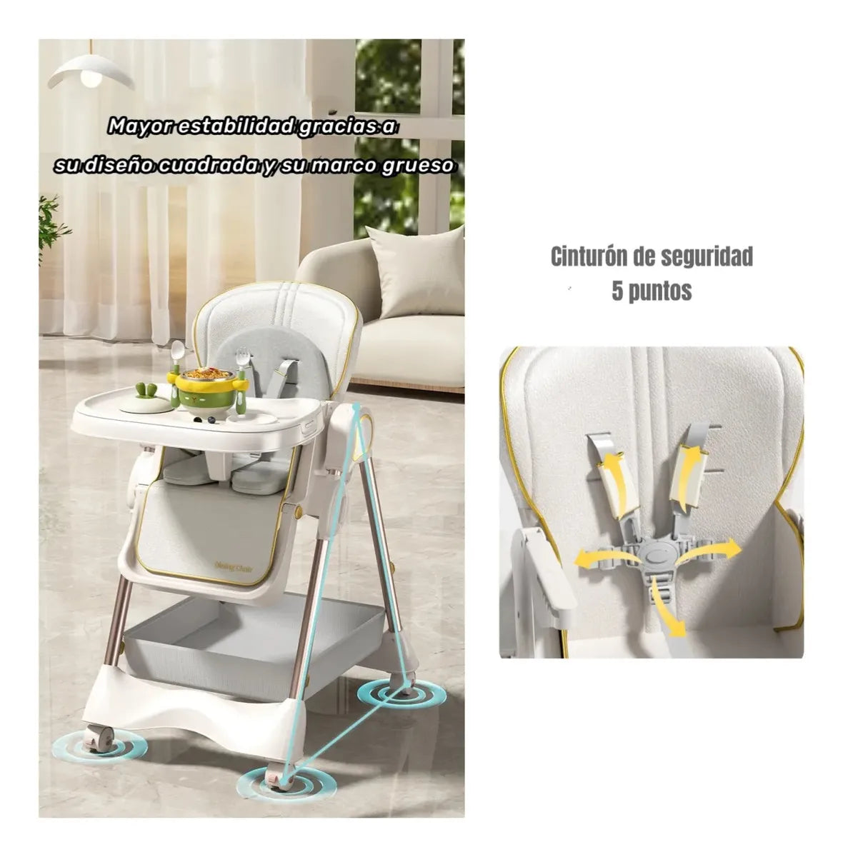 Silla de Comer Columpio 2 en 1 Lubabycas Angel Blanco