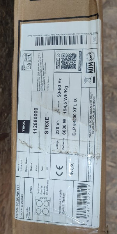 Parrilla Eléctrica Teka Elp 64000 Xfl Ix Acero Inoxidable 220v