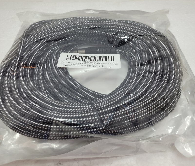 Cable De Microfono Generico Cable De Nilon Trenzado 3 Pines Balanceado Negro Con Blanco