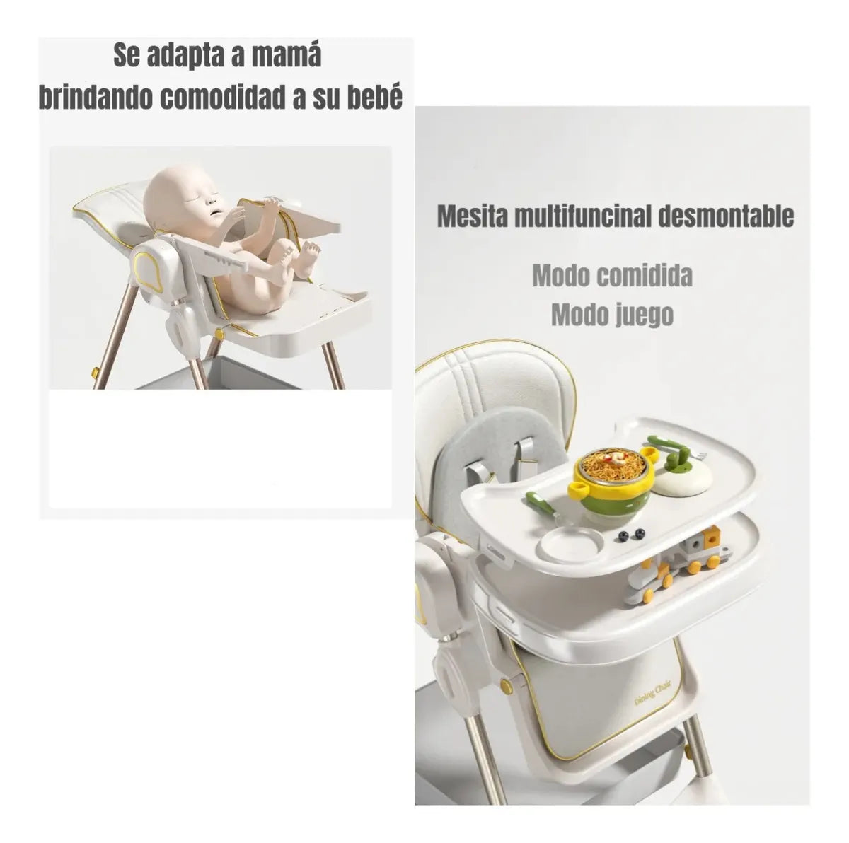 Silla de Comer Columpio 2 en 1 Lubabycas Angel Blanco