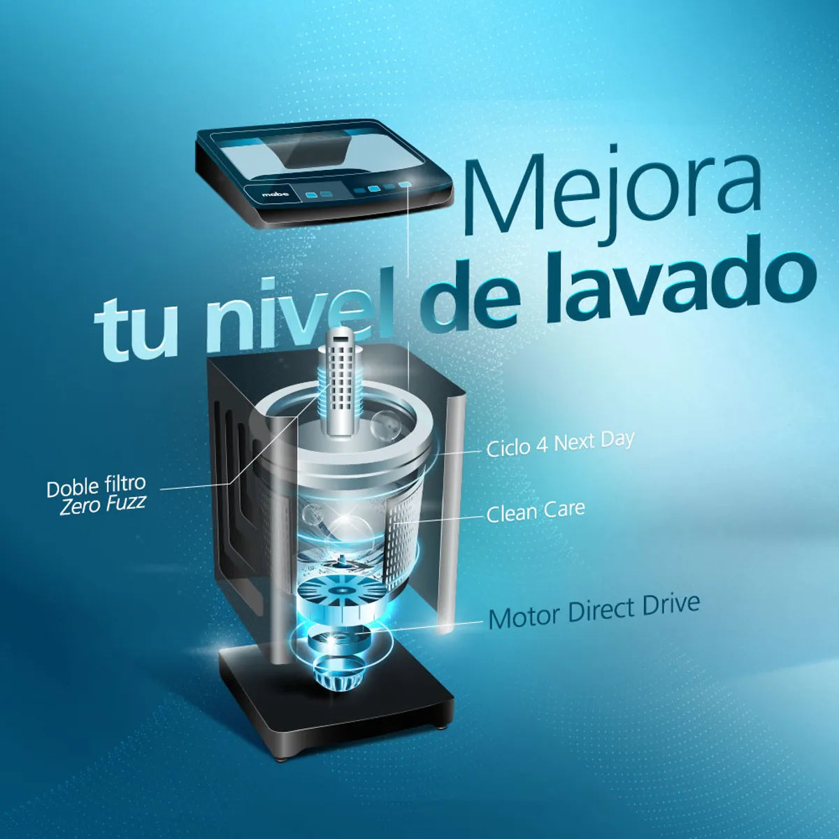 Lavadora Automática Mabe LMA9120WDGCL0 19 kg, Gris