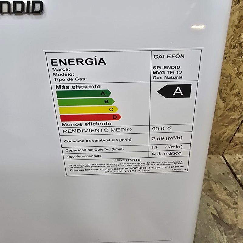 Calefón A Gas Natural Tiro Forzado Splendid Mvg Tfi 13 Blanco 13 Litros