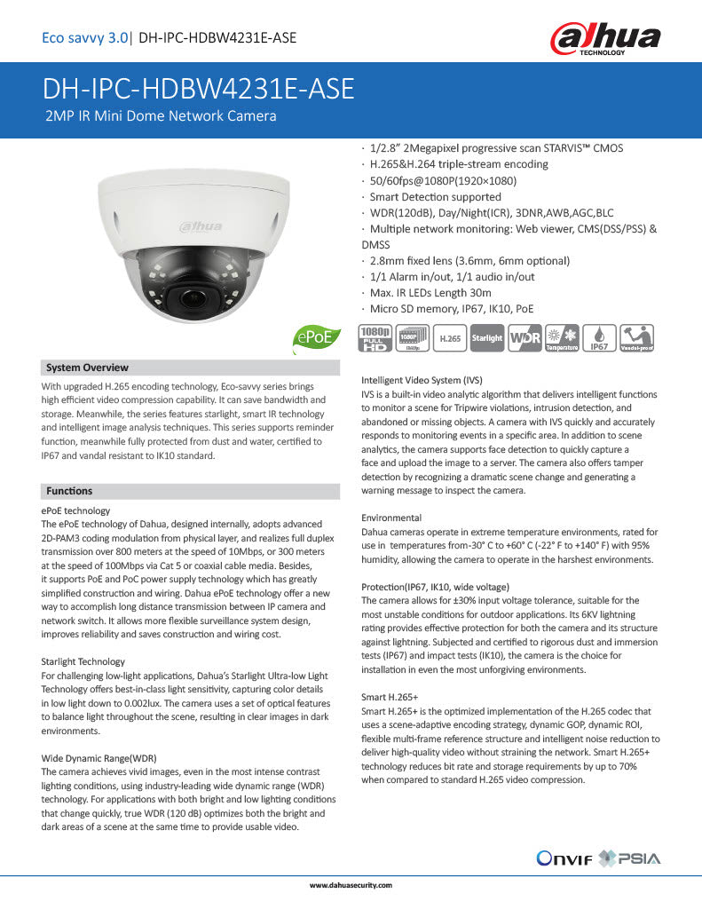 Ip Camara Dahua Ipc-Hdbw4231E-Ase-0360B