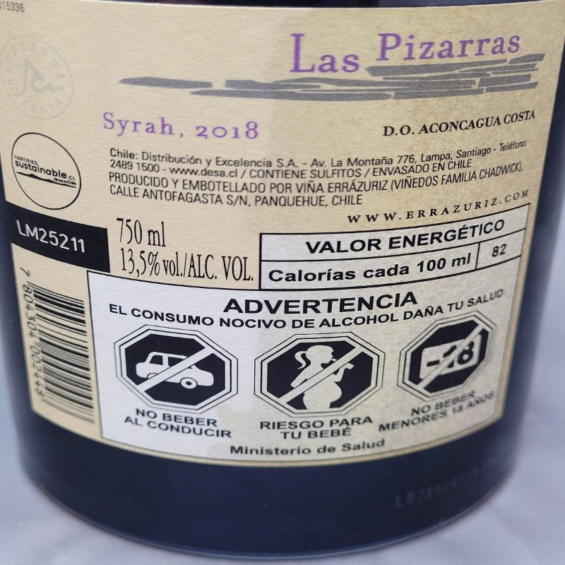 Vino Icono Las Pizarras Syrah Aconcagua Costa 750 Ml 1 Botella 2018