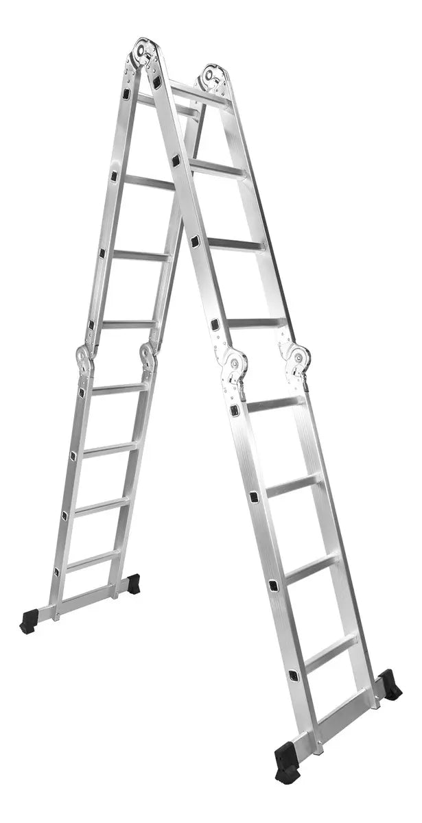 Escalera Plegable 16 Peldaños Halten, Plateado