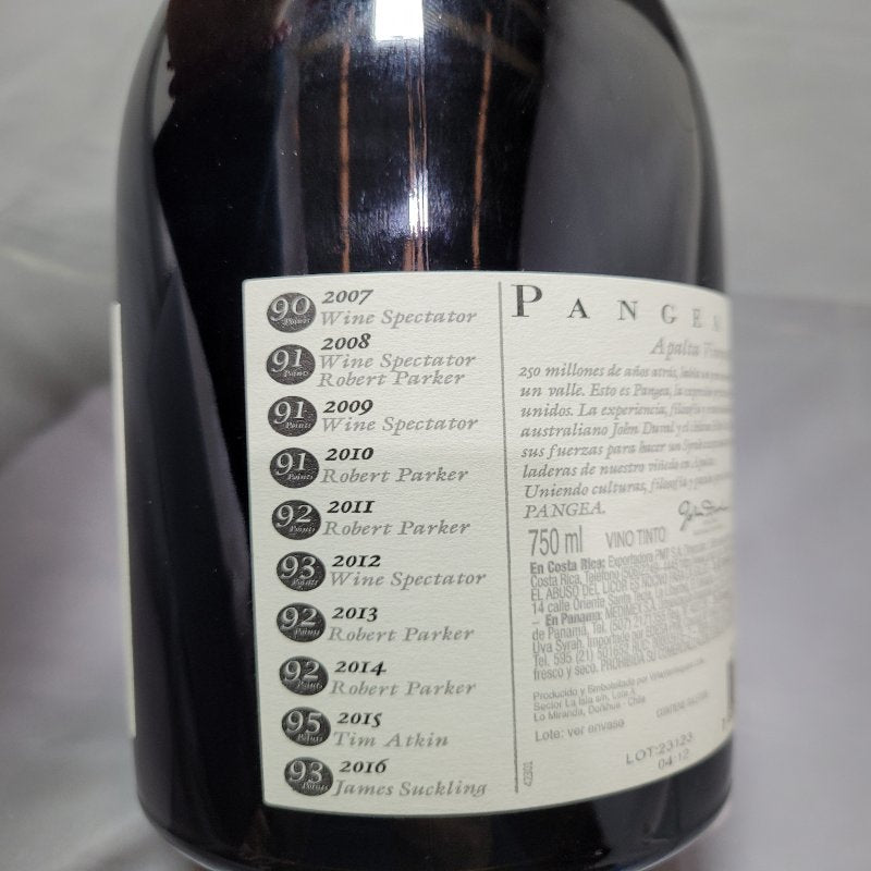 Vino Tinto Pangea Apalta Vineyard Syrah Valle De Colchagua 750 Ml 1 Botella 2016