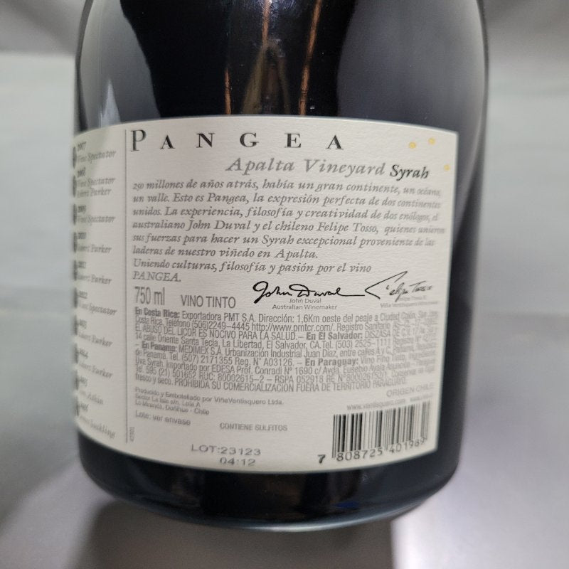 Vino Tinto Pangea Apalta Vineyard Syrah Valle De Colchagua 750 Ml 1 Botella 2016