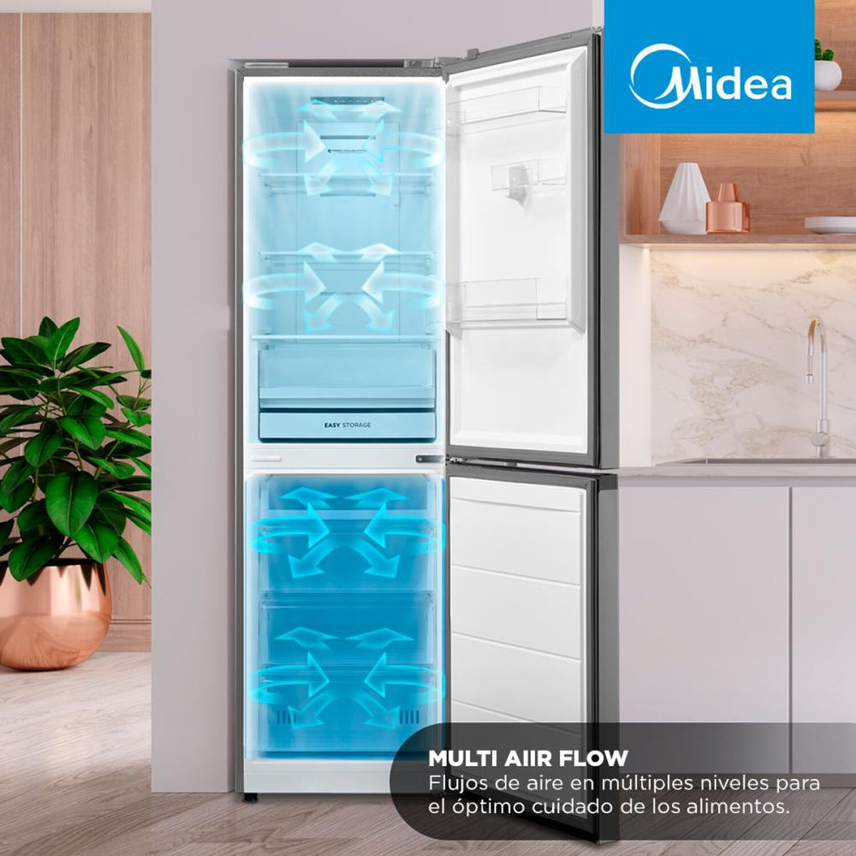 Refrigerador Bottom Midea MDRB379FGF50 273 Litros, Gris