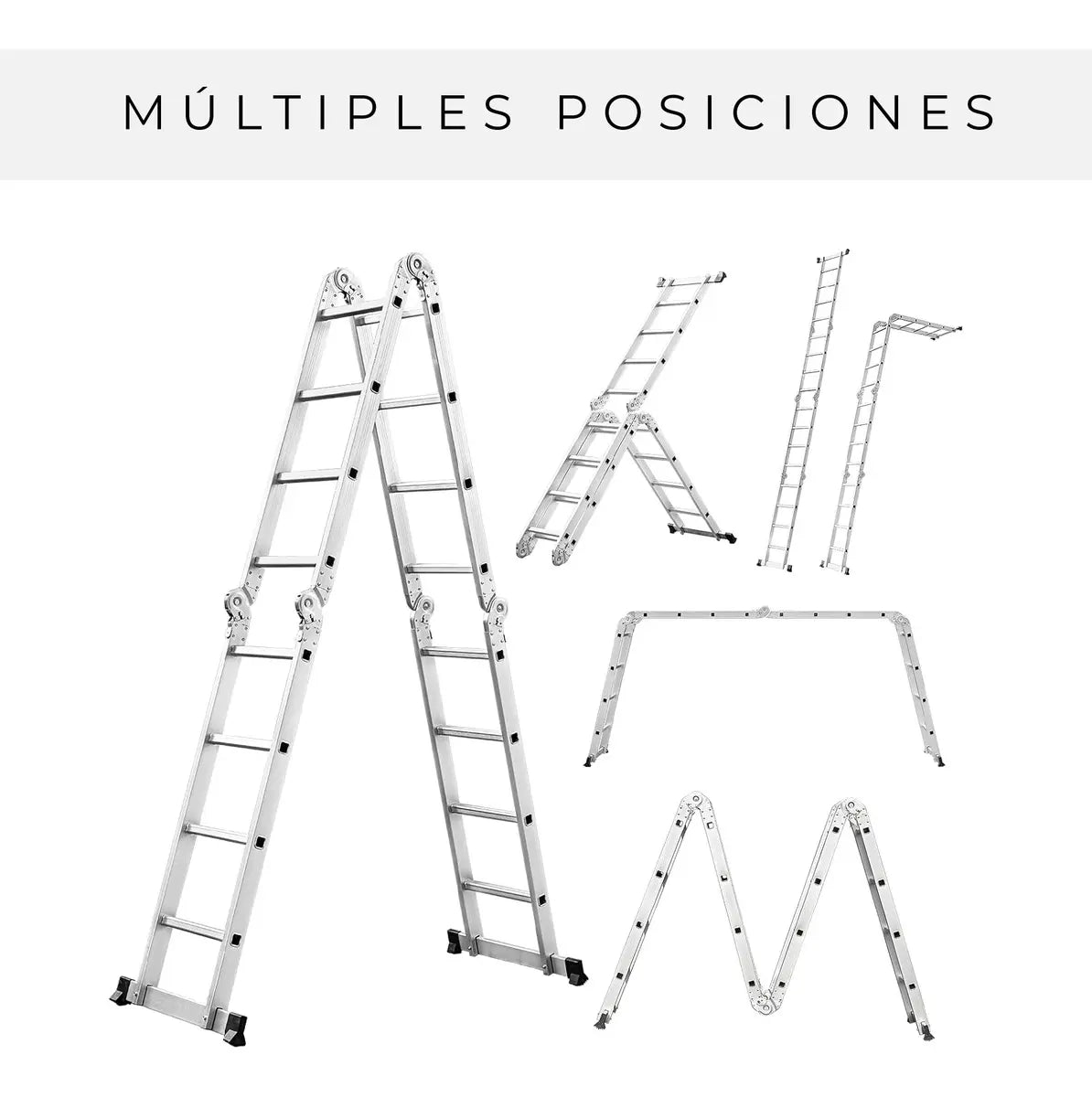 Escalera Plegable 16 Peldaños Halten, Plateado