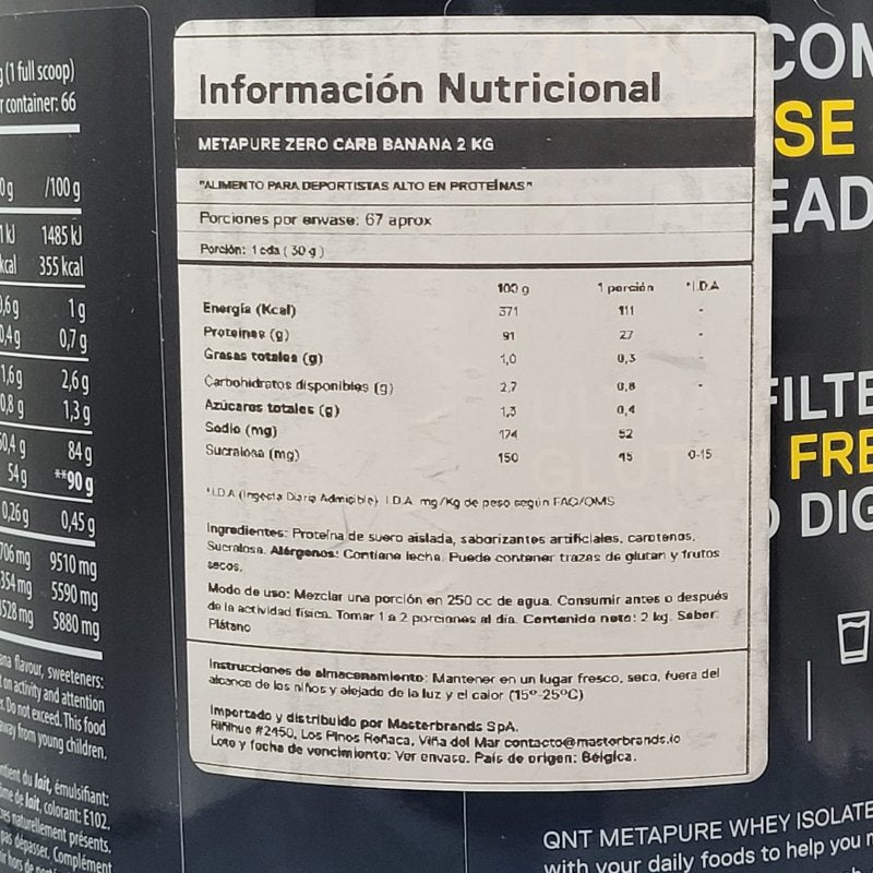 Proteina Whey Isolate Zero Qnt Banana Flavour 2 Kg