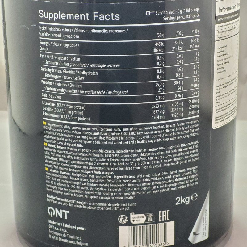 Proteina Whey Isolate Zero Qnt Banana Flavour 2 Kg