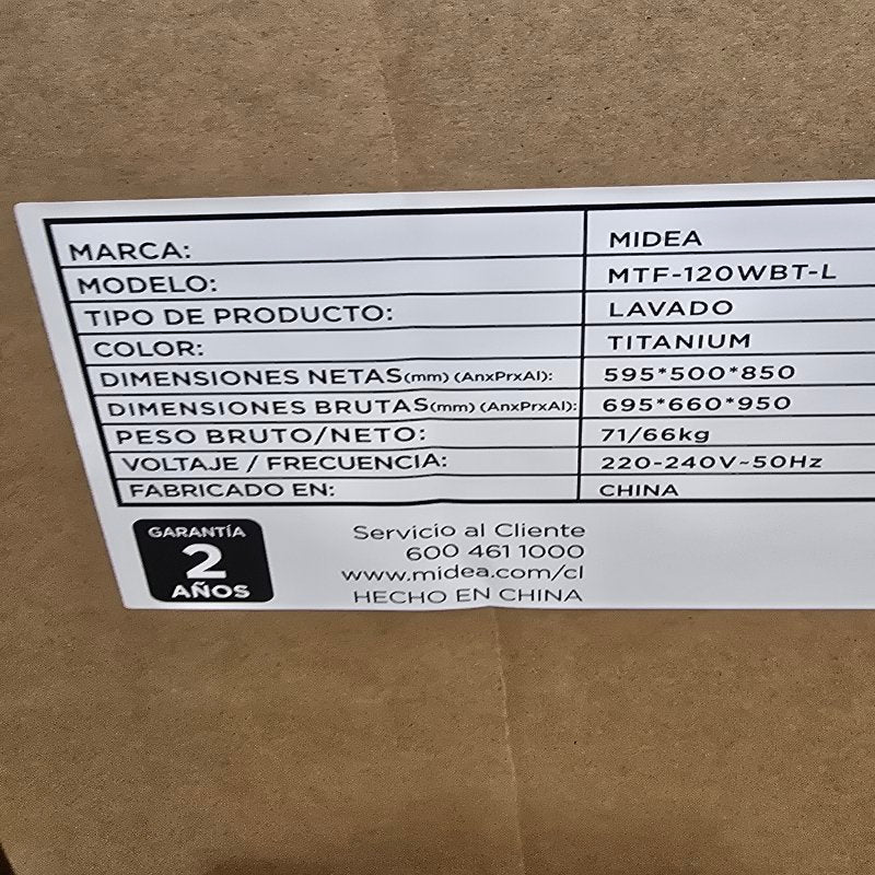 Lavadora  Carga Frontal Midea Mtf-120wbt-L Titanium 12kg