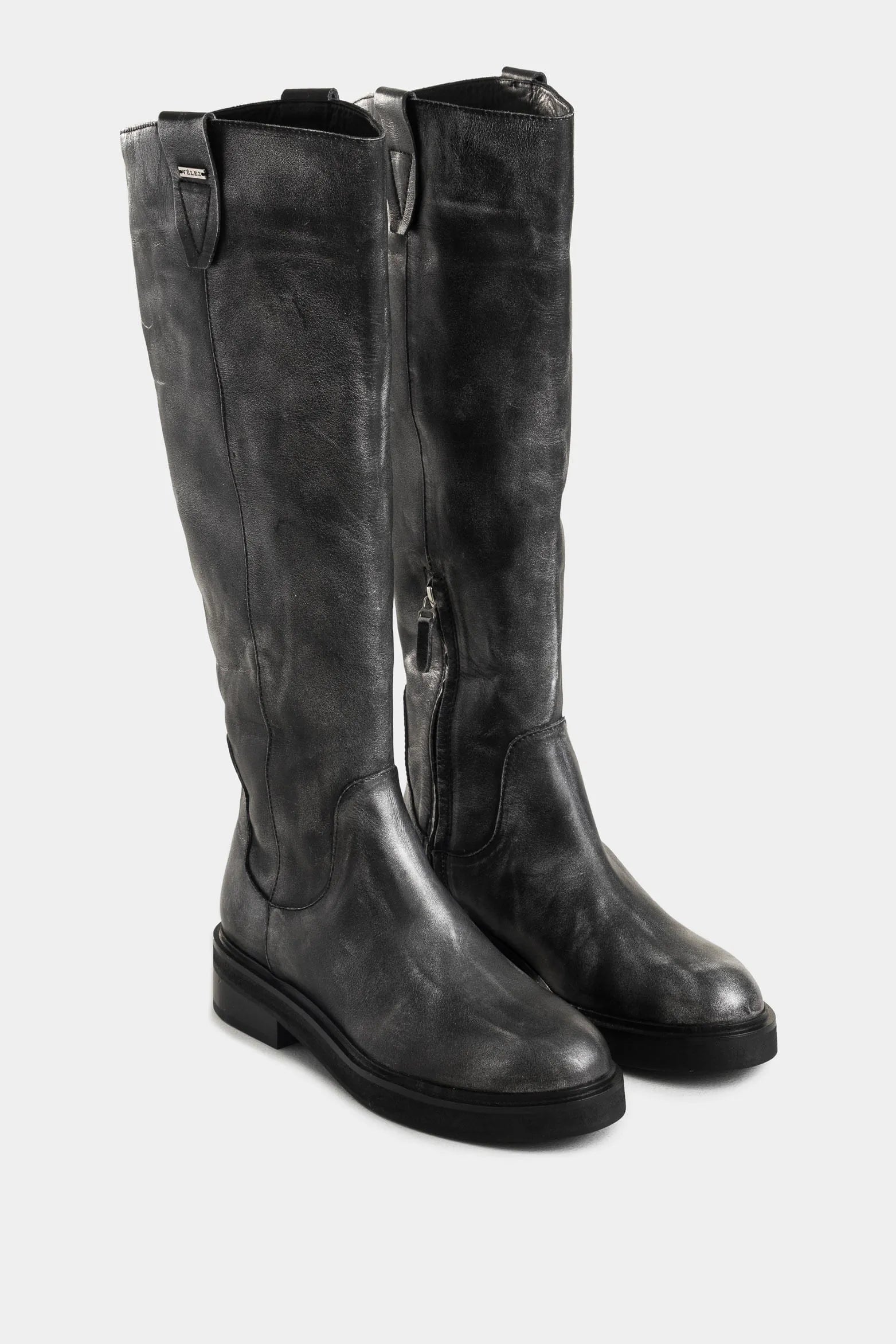 Botas  Cuero Velez Tulipan  Brush Metalizado 39