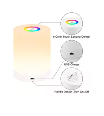 Lampara  De Mesa De Noche Generico Recargable Con Sensor 7 Colores