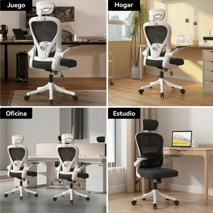 Silla Amia de Escritorio Ergonómica Vidita RBCL25042826, Blanco con Negro
