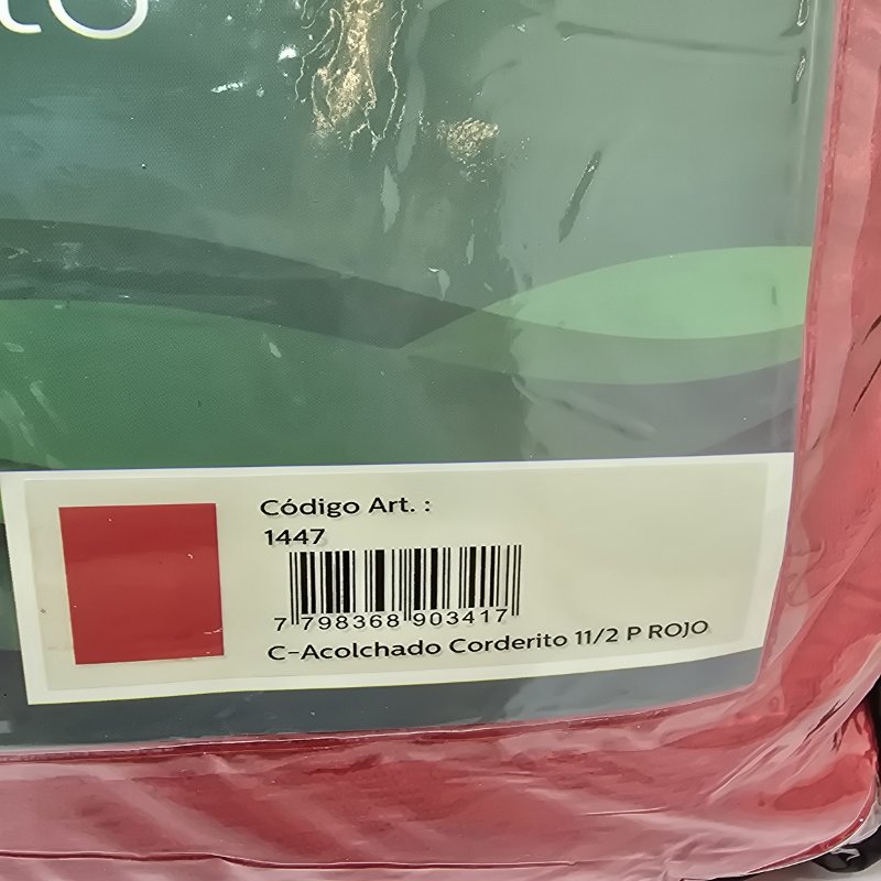 Plumón Acolchado Corderito 1 1/2  Plazas+ Funda Almohadón Dkama Rojo