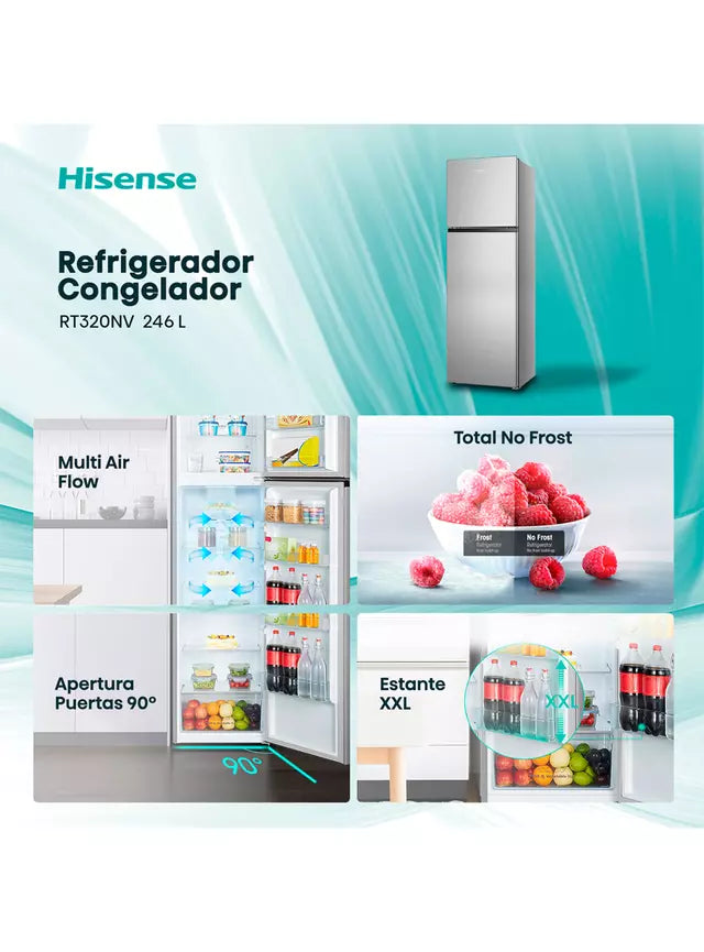 Refrigerador Hisense RT320NV Inox 246 Litros