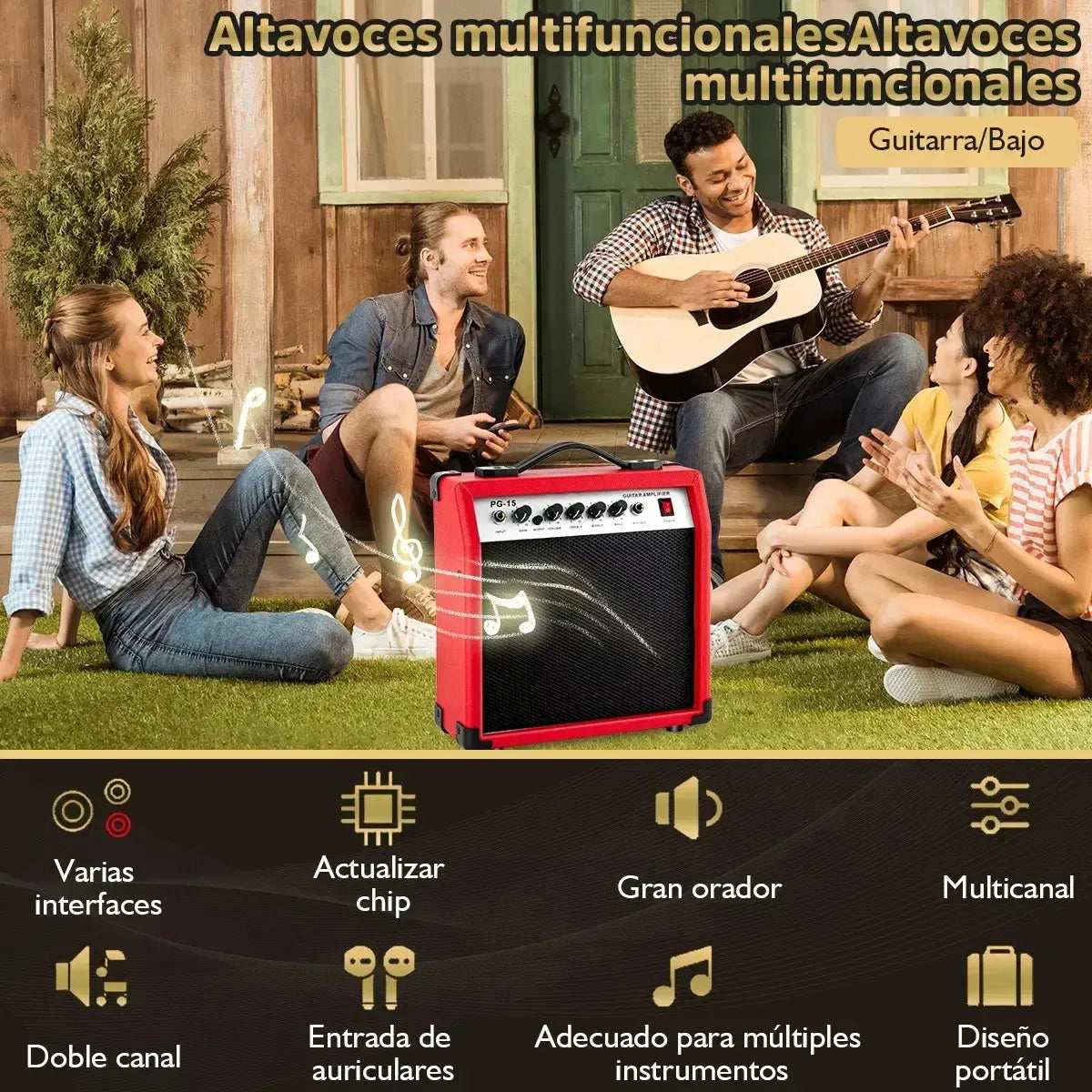 Amplificador Lullaby para Guitarra Eléctrica, Rojo