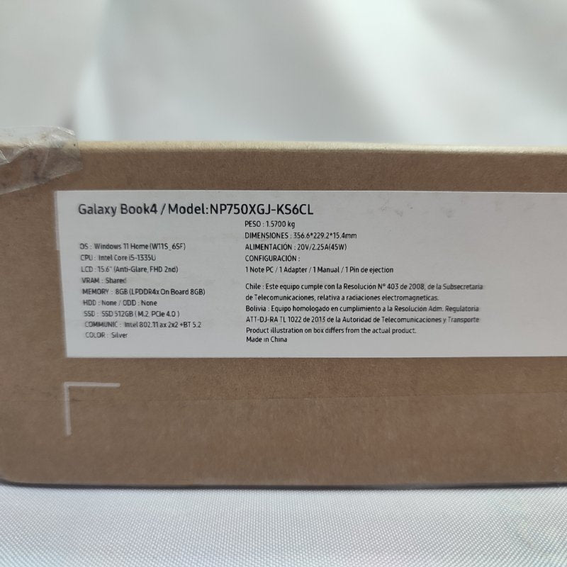 Notebook Galaxy Book4 Samsung Np750xgj-Ks6cl Silver Cpu: Intel Core I5-1335u / Ram: 8gb / Ssd: 512