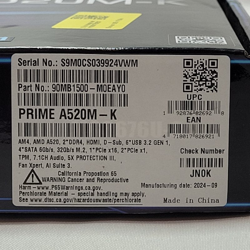 Placa Madre Asus Prime A520m-K / Amd Ryzen Micro Atx Negro