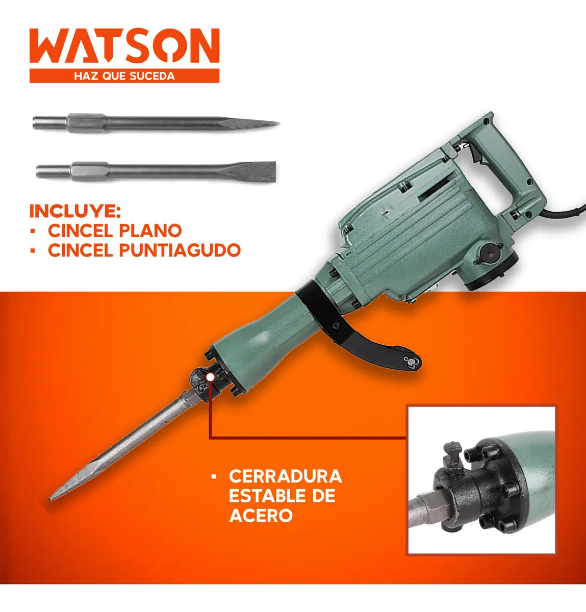 MARTILLO DEMOLEDOR WATSON CANGO + CINCELES 13.8 KG