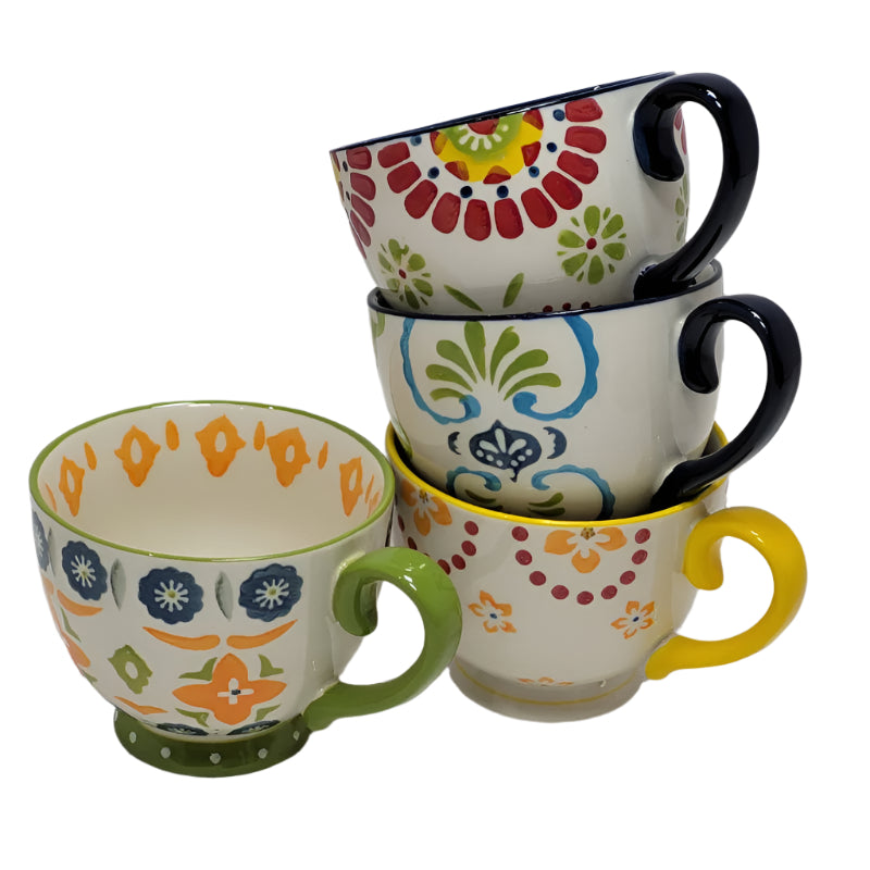 Juego De 4 Tazas De Cafe De Ceramica Deecoo Handmade  Coffee Mugs