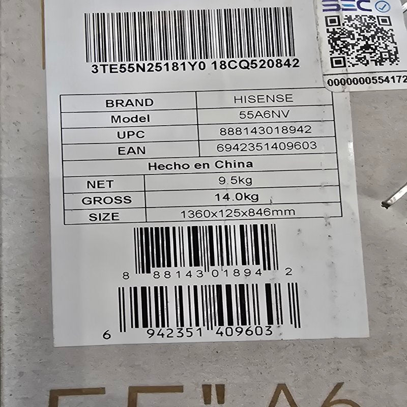 Smart Tv Uhd Led Hisense 55a6nv 55"