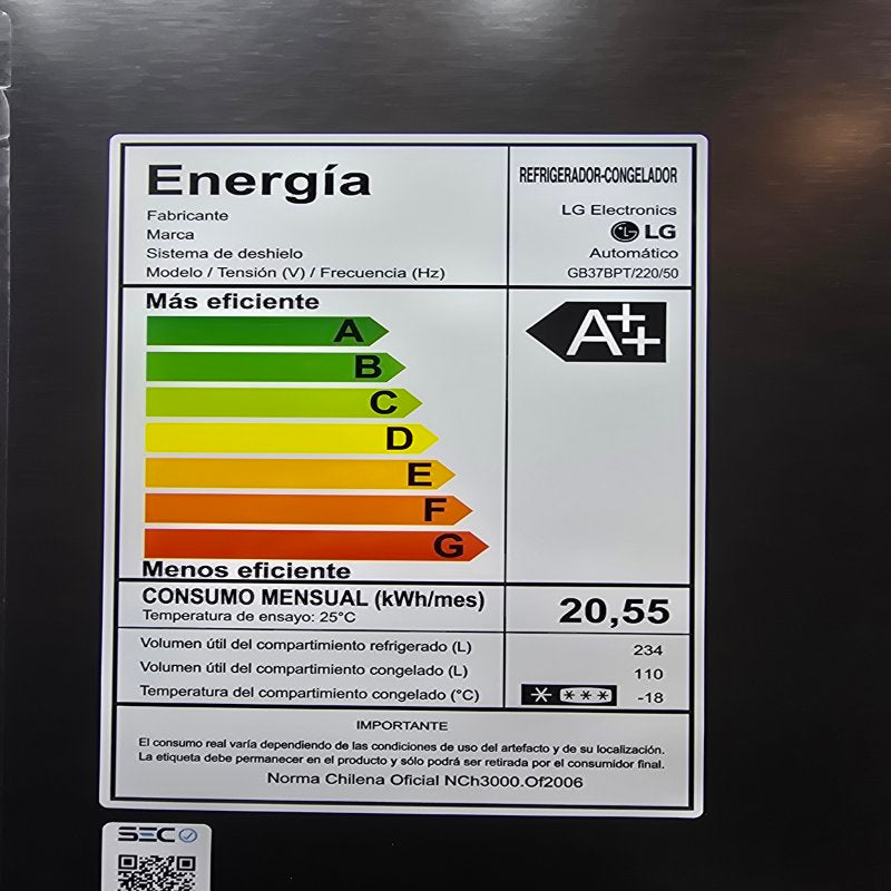 Refrigerador Congelador Lg Gb37bpt / Sistema De Deshielo Automatico Negro 344 Lts