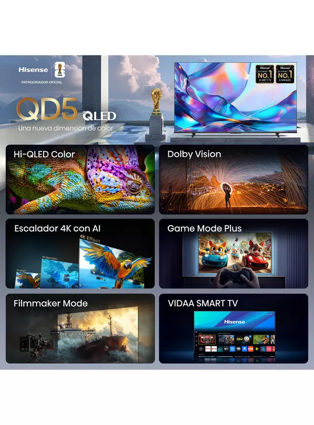 Smart TV Hisense 65QD5SV 4K UHD QLED, 65 pulgadas