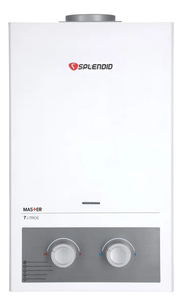 Calefón a Gas Licuado Splendid Master 7 Automático Tiro Natural 7 Litros, Blanco