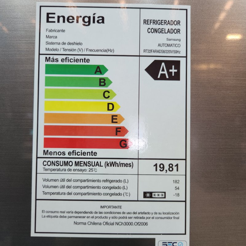 REFRIGERADOR / CONGELADOR SAMSUNG RT22FARADS8 SIST DESHIELO AUTOMATICO GRIS 236 LTRS