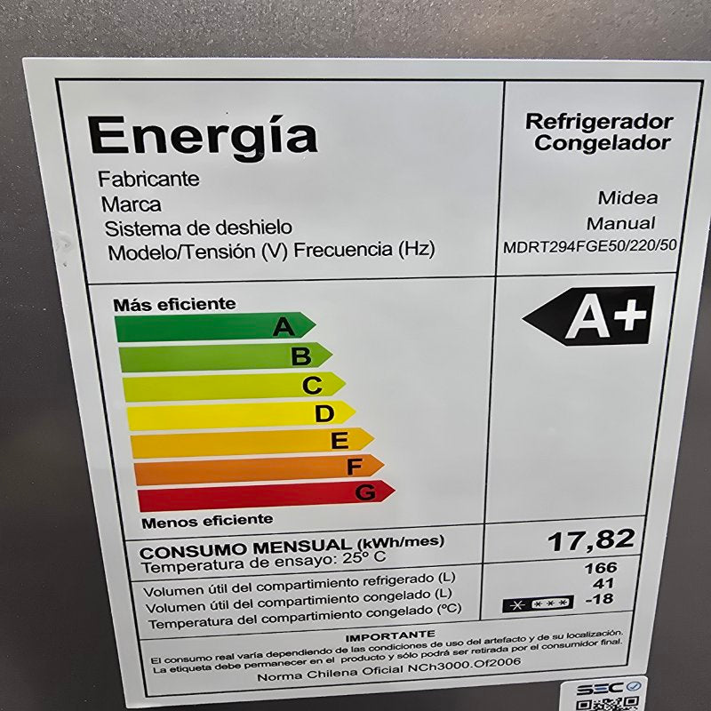 Refrigerador Top Mount Midea Mdrt294fge50 Plateado 207 Lts