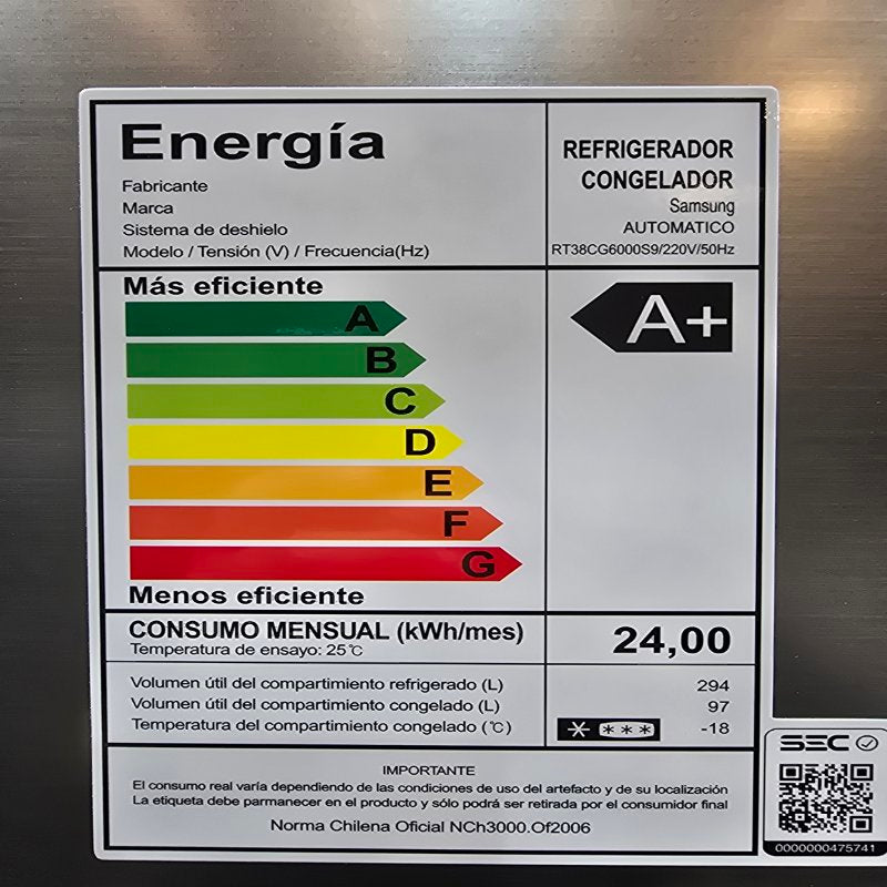 Refrigerador  Congelador  Automático Samsung Rt38cg6000s9  / No Frost Silver 391 L