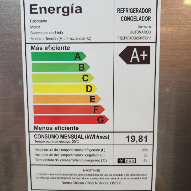 REFRIGERADOR TOP MOUNT NO FROST SAMSUNG RT25FARADS8 PLATEADO 261 LTRS