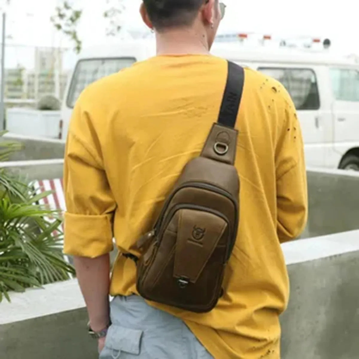 Bolso Bandolera de Cuero Genuino Hombre Bull Captain