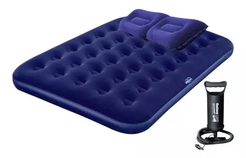 Colchon  Inflable +2 Almohadas Bestway 67374 Azul 2.03x1.52x22cm